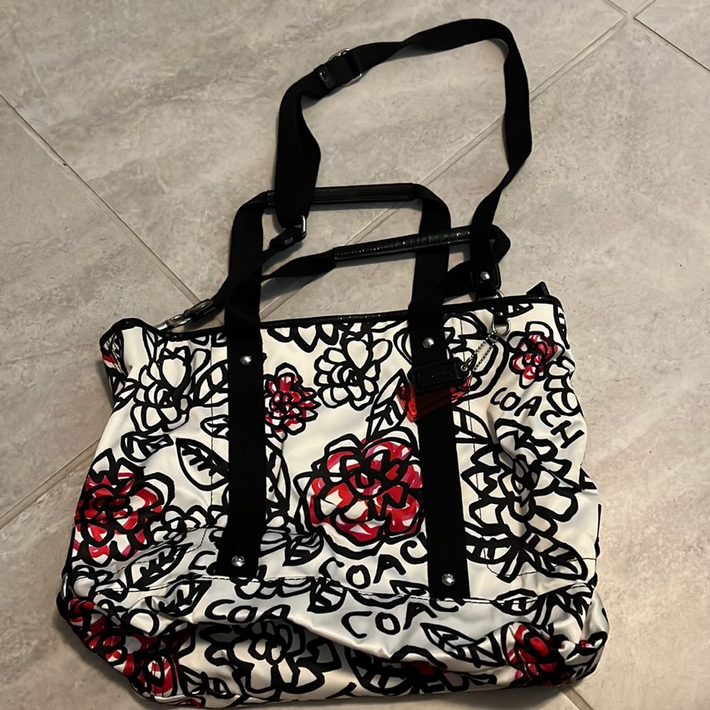 Coach Floral Poppy Shoulder Bag Tote